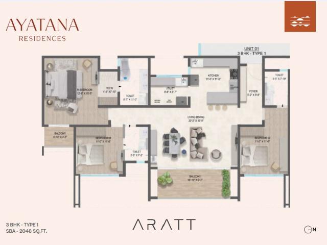 Resale | 4 BHK 2531 Sq.Ft. Apartment in Aratt Ayatana Residences