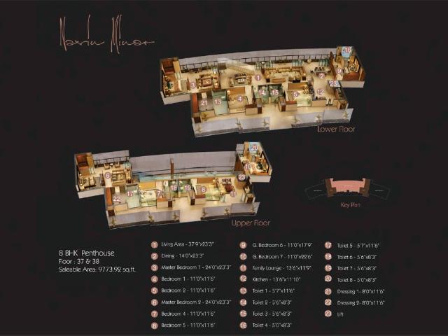 Resale | 6+ BHK 9773 Sq.Ft. Penthouse in Raheja The Leela Sky Villas