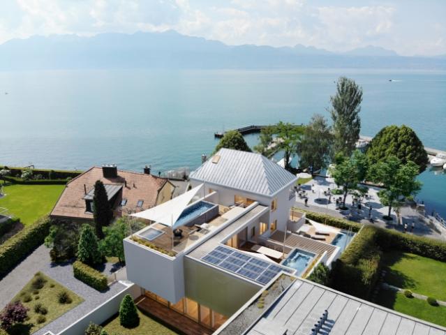 Residence Les Voiles – eine Terrasse am See