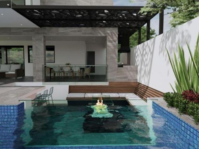 Residencia Moderna Muro de Cristal entre Alberca y Fogatero | Lomas de Cocoyoc