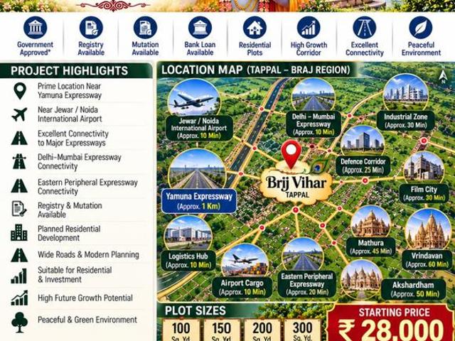 Residential Plot in Tappal for resale Aligarh. The reference number is 21333237