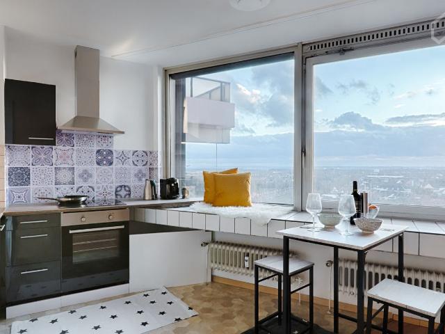 Right by subway, Spacious & Sunny Apt on top of Cologne with in building Fitness, post, grocery store, eateries and 24H concierge service, Koln Amsterdam Apartments for Rent