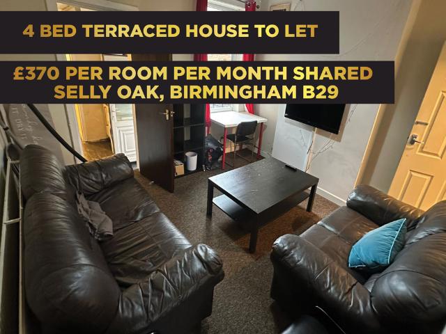Rookery Road, Selly Oak B29 4 bed terraced house to rent £370 pcm £85 pw