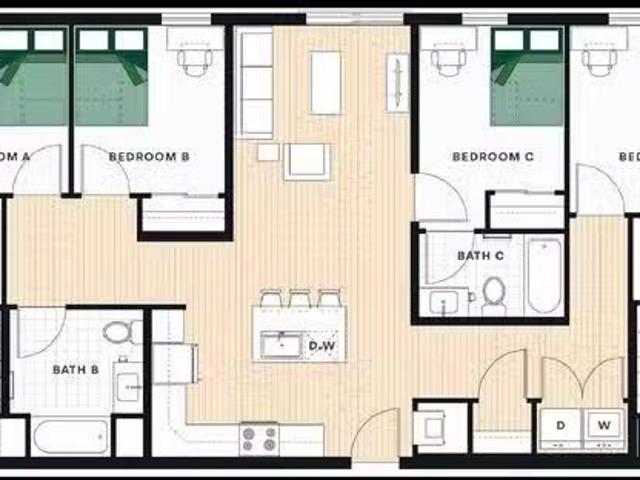 Room in 2 Bedroom 2 Bathroom B2