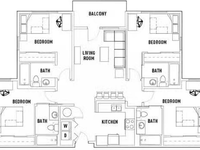 Room in 4 Bed 4 Bath B