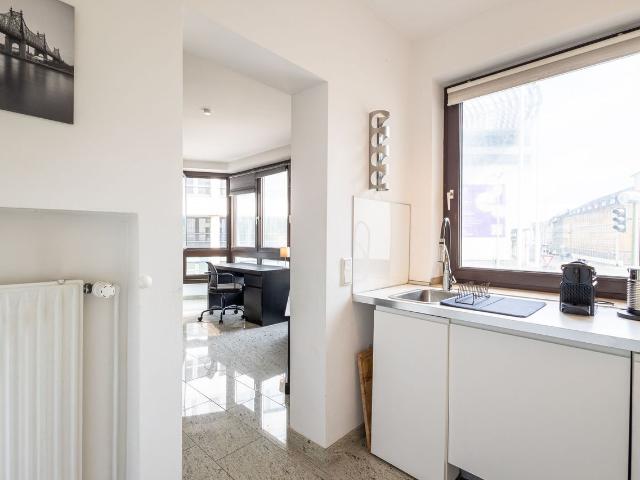 Rob’s Suite: 2 room apartment with panoramic views of Opernplatz and bedroom with private bathroom, Essen Amsterdam Apartments for Rent