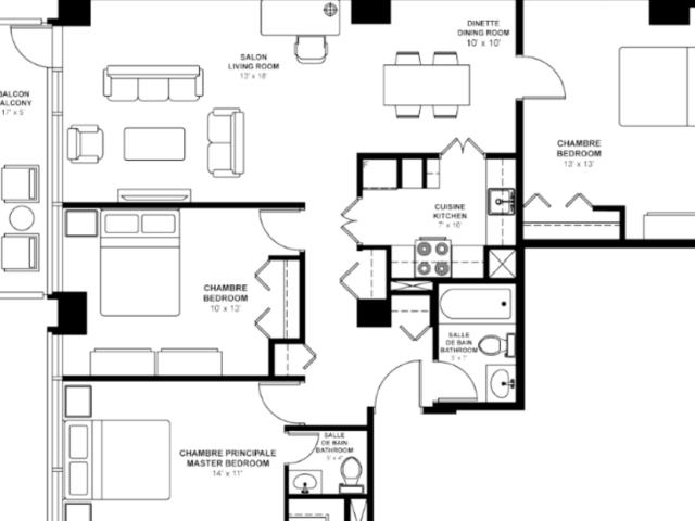 Rockhill Apartments 5 1/2 3 Bedroom Apartment for Rent