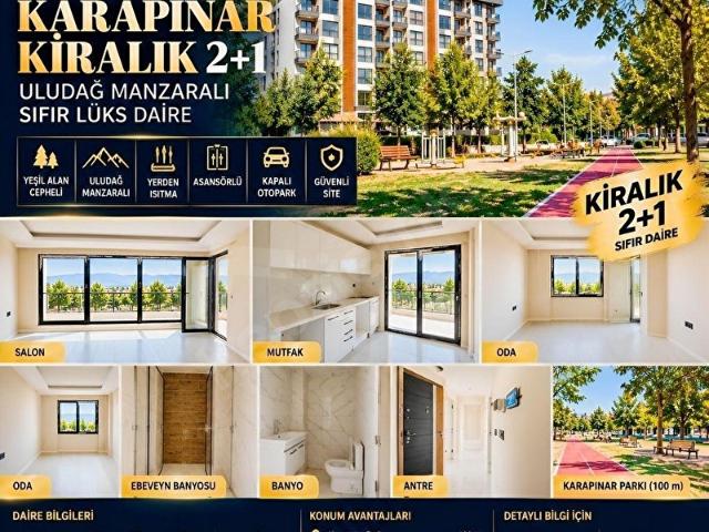 RT SAFİR'DEN KARAPINAR'DA ULUDAĞ MNZRLI SIFIR 2+1 LÜKS KİRALIK