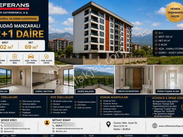 Rt Safir'den Karapınar'da Uludağ Manzaralı Sıfır 2+1 Lüks Daire