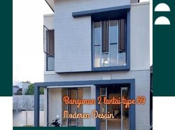 Rumah harga murah 685juta bangunan dua lantai moderen desain