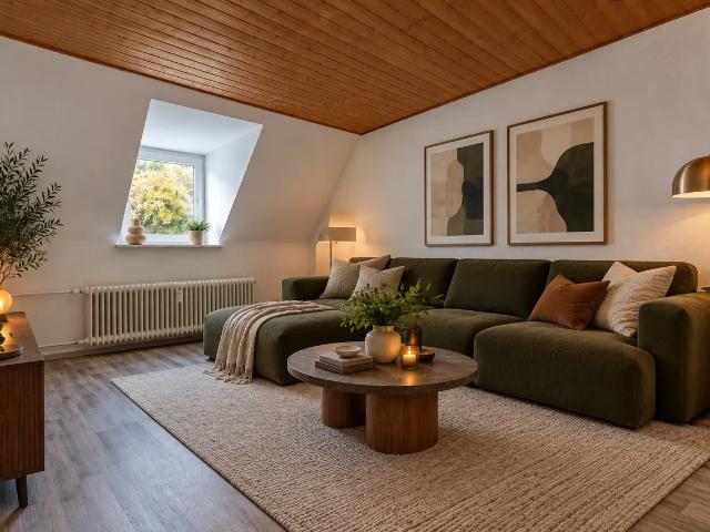 Rund 51 m² große 2 Zimmer Dachgeschosswohnung mit renoviertem Tageslichtbad und Gartennutzung