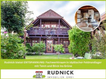 Rudnick bietet ENTSPANNUNG: Fachwerktraum in idyllischer Feldrandlager mit Teich und Blick ins Grüne