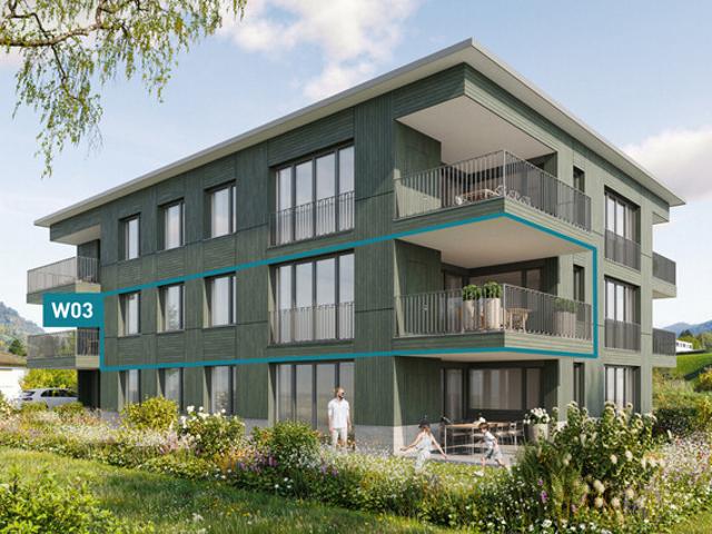 Ruhig wohnen, zentrumsnah leben. 3 Zimmer Terrassenwohnung W03