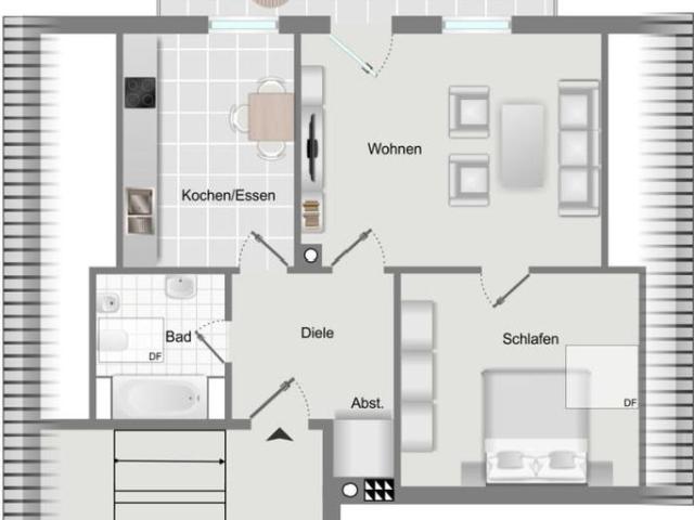 Ruhige 2 Zimmer Dachgeschosswohnung mit Balkon und Garage in Dorschhausen