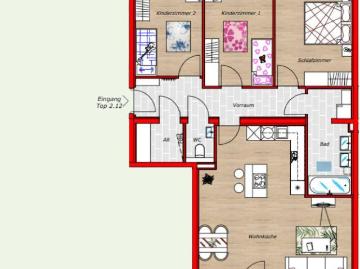 Ruhige 4 Zimmer Wohnung im ziegelmassivem Energiesparhaus | 2 Balkone, Kellerabteil & 2 Parkplätzen