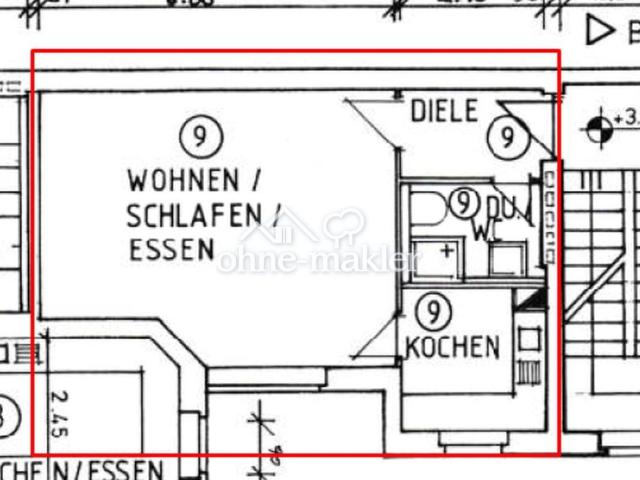 ruhige große 1 Zimmer Wohnung im Innenhof