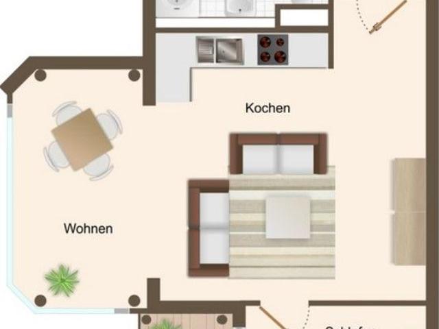 Ruhige Hoflage mit eigener Terrasse. 2 Raum Wohnung unweit vom Hauptbahnhof
