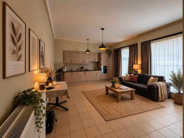 Ruim 1 slaapkamerappartement met koertje met garage te Aartrijke