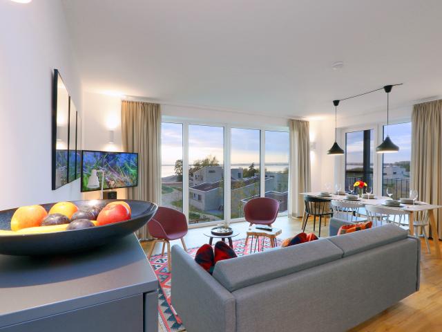 Scandinavian designer appartement with balcony directly at the lake