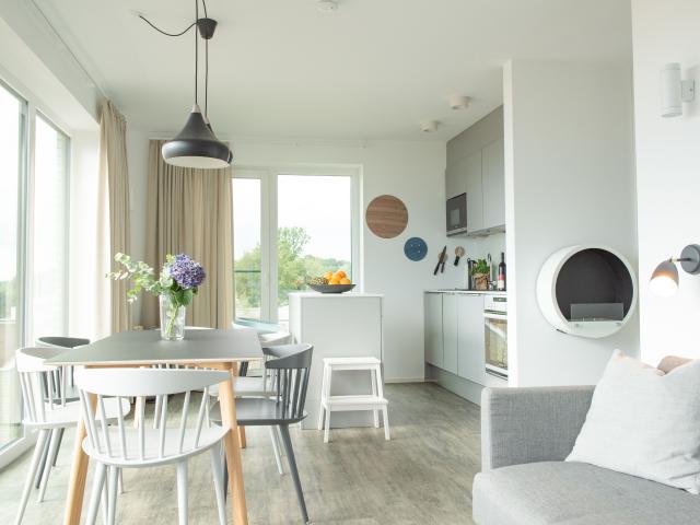 Scandinavian designer appartement with balcony directly at the lake