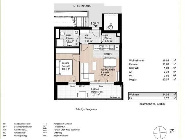 SCHULGARTENGASSE | Erstbezug Moderne 2 Zimmer Wohnung | Loggia | Einbauküche