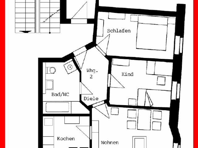 Schicke, optimal aufgeteilte 3 Raum Wohnung mit Personenaufzug im 2.OG !
