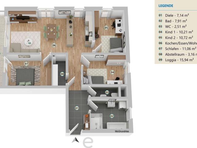 Schlüsselfertige 4 Zimmer Neubau Wohntraum mit großer Loggia & 2 TGP in Schleißheim