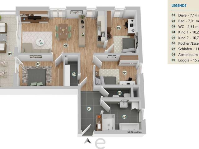 Schlüsselfertige 4 Zimmer Neubau Wohntraum mit Großer Loggia & 2 Tgp in Schleißheim