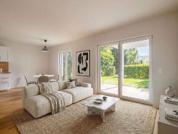 Schöne 3 Zimmer Neubauwohnung mit Terrasse und zwei Privatgärten