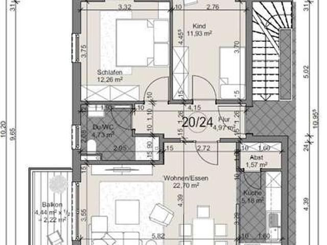 Schöne 3½ Zimmer Wohnung im 1.OG mit Balkon