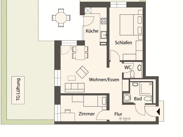 Schöne 3 Zimmer Wohnung mit Terrasse und Garten