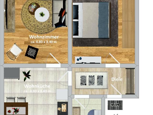 Schöne 2,5 Zimmer Wohnung mit Wohnküche und Gemeinschaftsgarten in Frohnhausen
