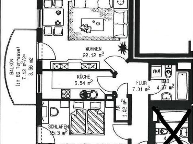Schöne 2 Zimmer Wohnung mit Balkon in Baiersdorf