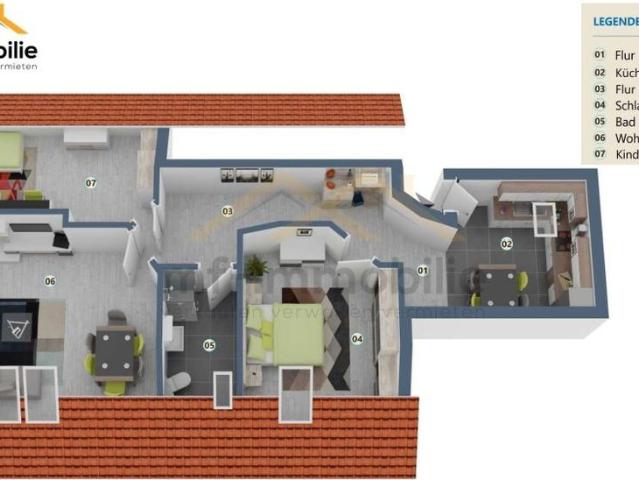 Schöne grosse 3 Raumwohnung 83 m² ruhige Lage in zweiter Reihe