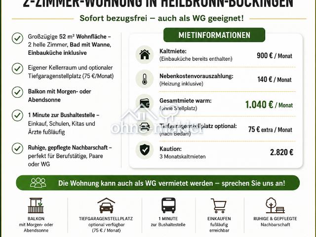 Schöne, renovierte Wohnung in guter Lage in HN – ab sofort als Wohnung oder WG bezugsfertig!