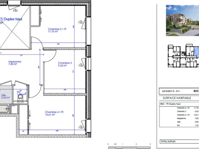 Sciez, appartement 5 pièces en duplex de 103,82 m2