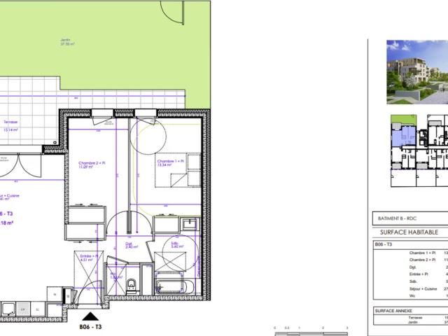 Sciez, appartement 3 pièces de 65,03 m2
