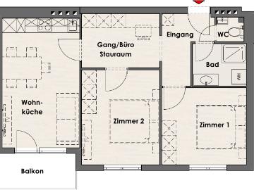 Sanierte 58m2 große 2,5 Zimmerwohnung