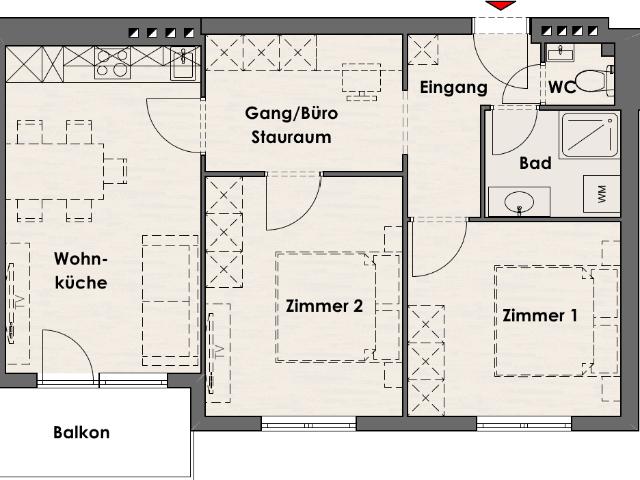 Sanierte 58m2 große 2,5 Zimmerwohnung