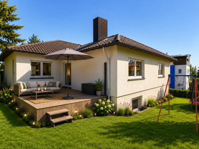 Sanierte Wohnung mit Garten, Terrasse & Garage, optional vollmöbliert