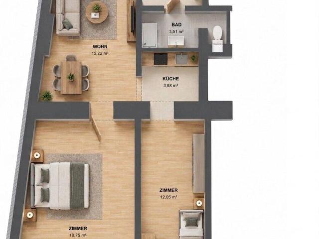 Sanierungsbedürftige Wohnung mit Entwicklungspotenzial – Top 26 27, 3 Zimmer ca. 57 m²