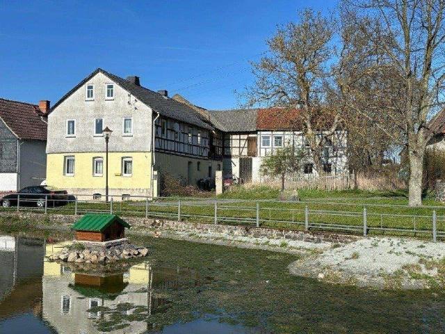 sanierungsbedürftiges Bauernhaus mit teilsanierten Nebengebäude, Teich und großem Grundstück