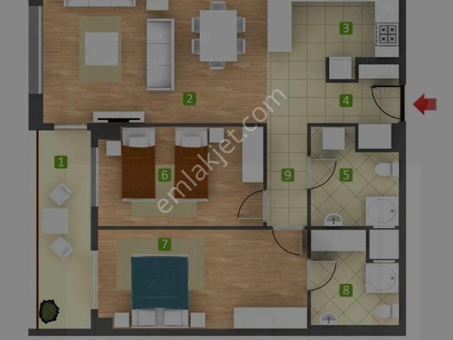 Sahibinden Palmiye Park Renova'da Geniş 2+1 Ara Kat