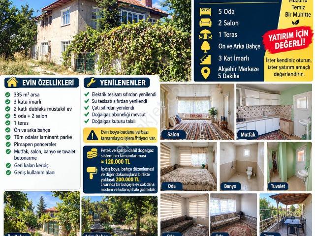 Sahibinden Sahibinden Satılık Ev. Akşehir’de 335 M² Arsa İçerisinde 3 Kata İmarlı 5+2 Müstakil Dubleks