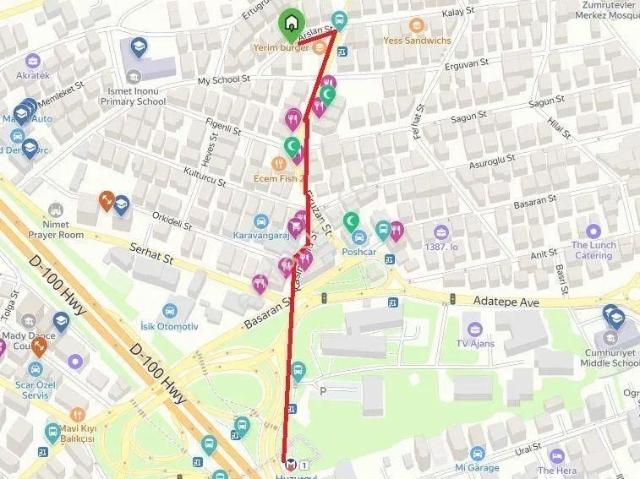 Sahibinden 2+1 45m2 Ayrı Mutfak, Kombı, 5dk Metro, 1dk Okul