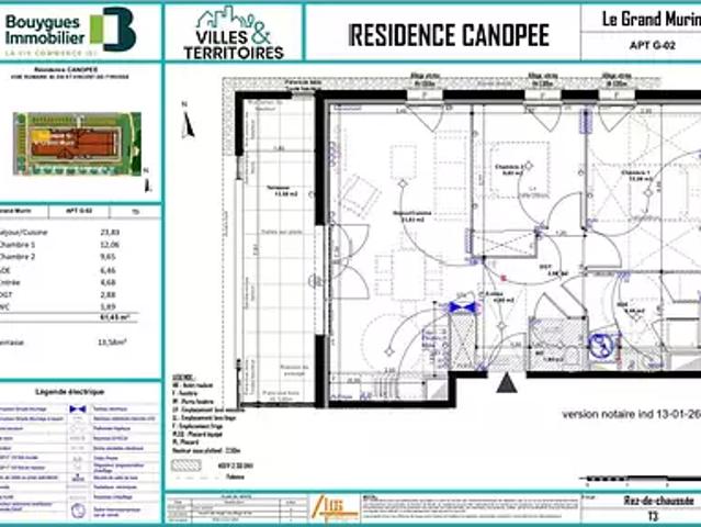 Saint Vincent de Tyrosse 40230 Achat / Vente appartement 3 pièces t3 terrasse