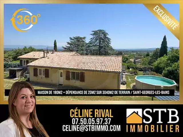 Saint Georges les Bains 07800 Achat / Vente maison 8 pièces t8 piscine terrasse