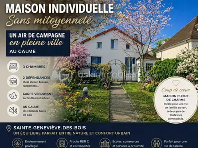 Sainte Geneviève des Bois 91700 Achat / Vente maison 5 pièces t5 cave