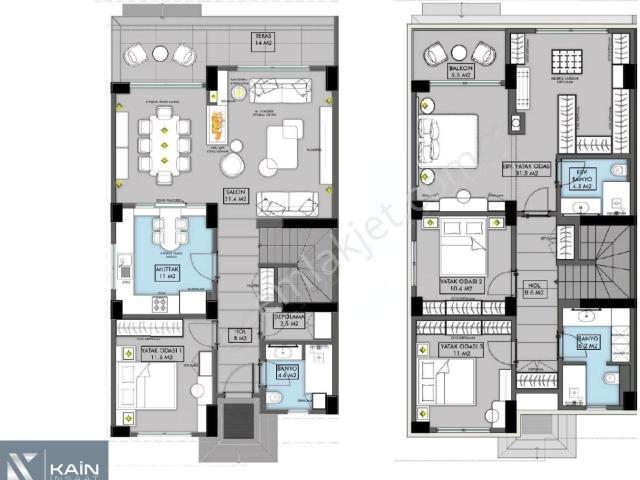 Sakura 1 Projesi Projesi 4+1 202m2 Balkonlu Satılık Villa