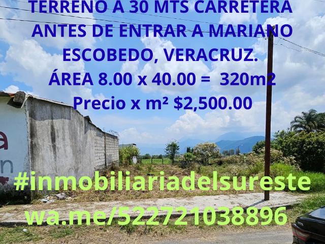 ?SE VENDE TERRENO A 30 MTS CARRETERA ANTES DE ENTRAR A MARIANO ESCOBEDO, VERACRUZ